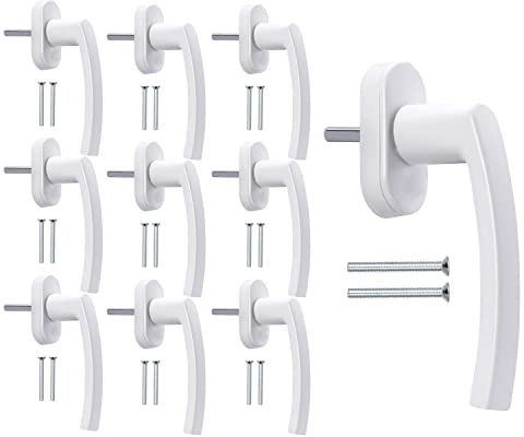 Stahlia Fenstergriffe Weiß (10 Stück) Standard Aluminium Balkontürgriff außen Terrassentür Griff Fensterbeschläge Rasterolive Fenster Ersatzteile