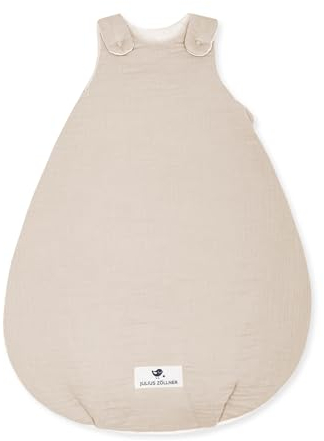 Julius Zöllner Babyschlafsack gefüttert Musselin 2,5 TOG Gr. 50/56 | 100% Baumwollmusselin | Oeko-TEX Standard 100 | Sand