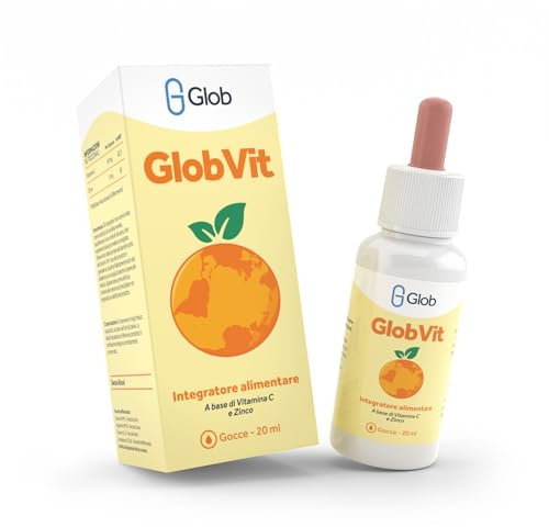 GlobVit - Integratore Alimentare in Gocce di Vitamina C Pura e Zinco - Azione Antiossidante, Sostiene le Difese Immunitarie. Durata Flacone 60 Giorni.