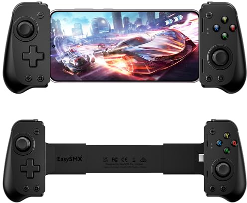 EasySMX M10 - Mando móvil para Android y iPhone 15 (USB-C), mando de teléfono para XCloud, Stadia, Luna, Apex, Carga Passthrough, Negro