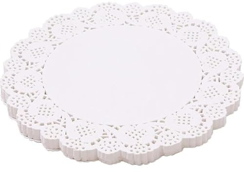 200 Pezzi Centrini di Carta Tondi Bianchi Diametro 16,5 cm, Sottotorta in Pizzo per Torte, Feste, Matrimonio, Decorazione, Usa e Getta, Cucina Biscotti Pane Torta Dolci, con Merletto Decorativo