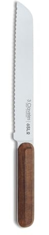 3 Claveles CUCHILLO PANERO OSLO DE ACERO INOXIDABLE CON MANGO DE MADERA DE NOGAL 20 cm - 8 3C