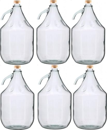 lilawelt24 6 STÜCK 5L Gärballon mit SCHRAUBVERSCHLUSS Flasche Glasballon Weinballon Glasflasche
