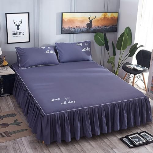 Homxi Bettrock Boxspringbett mit 2 Kissenbezüge,(180 x 200 cm),Spannbetttuch mit Elastisch Einfarbig Spannbetttücher Lila