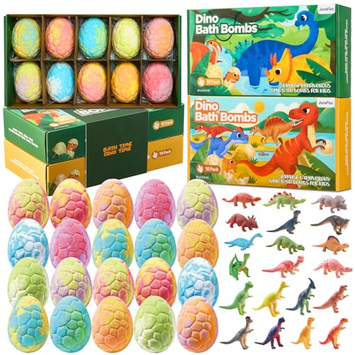 Dinosaur Bath Bombs for Kids with Surprise Toys, Dino Egg Gift Set, 20 Pack