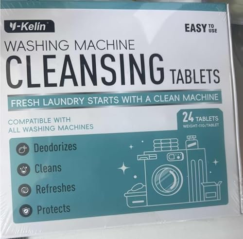 Waschmaschinen-Reiniger & Entkalker 24 Stück - Tiefenreinigungstabletten für Frontlader und Toplader, septikfreundlicher umweltfreundlicher Geruchsentferner, reinigt Trommel und Dichtung - 12-Monats-V