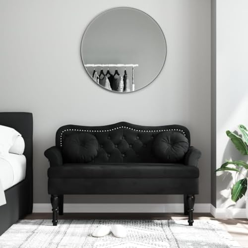 Xichuzi Banco con Cojines Terciopelo Negro 120,5x65x75 cm, Banco Recibidor, Banco Comedor, Bancos para Cocina, Banco Vestuario, Mueble Camper SPU:372145