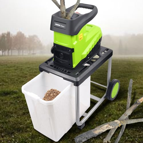 ZOCWJK 2800W Electric Branch Shredder, 5000r/min Portable Multifunctional Leaf Shredder with 60L Collection Box, 45mm Cutting Direct, Safety Locking Knob, for Garden, Backyard(
