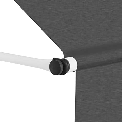 Store enrouleur à la main, 200 cm, anthracite, tissu textile avec revêtement PU et cadre en acier, parfait pour terrasse et jardin, durable et résistant aux intempéries