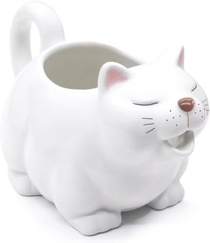 Gravy Boat Porcelain, Cute Cat Gravy Boat with Handle for Salad Dressing, Sauce, Cream and Milk (700 ml)