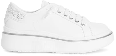 CAFèNOIR - Sneaker in Pelle con Micro Strass, da Donna, Colore Bianco, Taglia 39