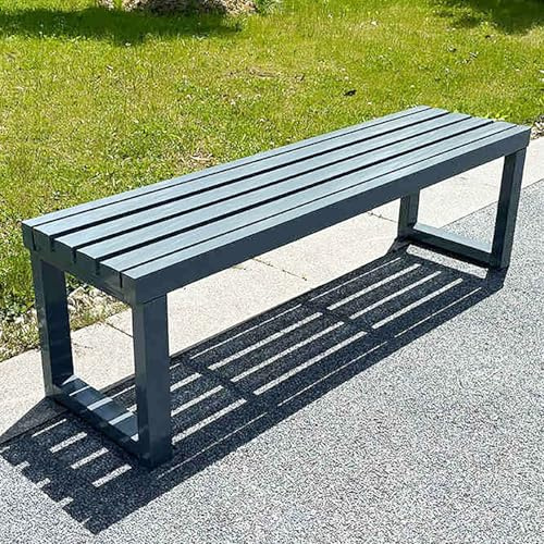 Wetterfeste Metall-Gartenbank, 99 cm, Parkbank für Rasen, Terrasse und Hof, strapazierfähig, 362,9 kg Kapazität, ideal für Schule und öffentliche Räume, Grau