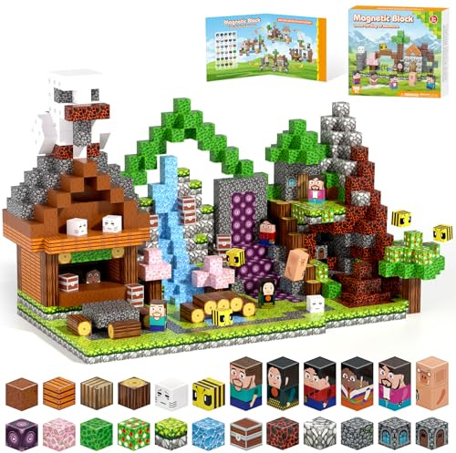 Magnetic Blocks, Magnetic Building Blocks Gryxpox, Magnet Tiles with Adventure World Blocks Toy, Magnetic Blocks For Kids Ages 4-8, STEM Sensory Toys for Ages 3+ Toddlers Kids Girl Boys Birthday Gifts