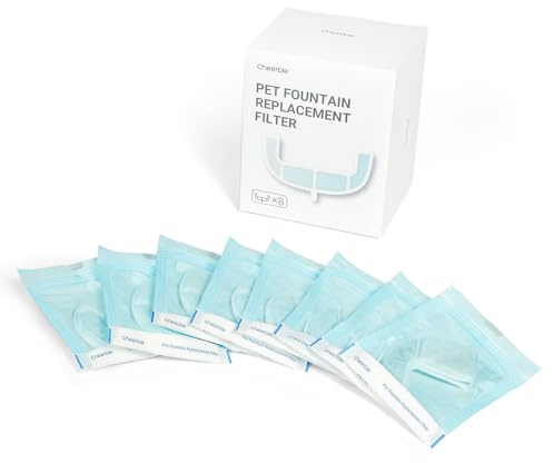 Cheerble Cat Water Fountain 8Pcs Filters for E1 Lite, Filter for Cat Fountain (Pack of 8)