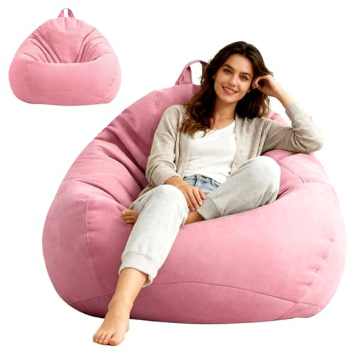 Umllpet Puf XL Lágrima, Funda Para Puf En Forma De Lágrima Solo Funda (Sin Relleno), Para Adultos Y Niños, Puf Para Juegos Para Sala De Estar, Sofá, Decoración Al Aire Libre, 100 X 120 Cm (Rosa)
