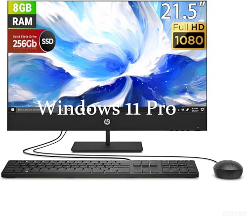 HP ProOne 600 G1 All-in-One Computer, 21.5in FHD(1920x1080), Core i3-4150 up to 3.0GHz, 8GB RAM, 256GB SSD, Wired QWERTY Keyboard, Win11 Pro (Renewed)
