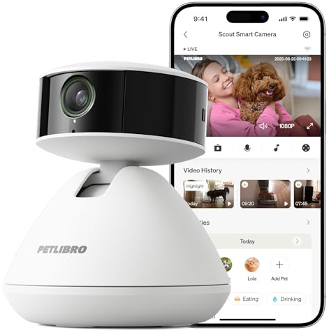 PETLIBRO Security Indoor Camera Includes 90-Day AI Trial w/AI Human/Pet Detection & Two-Way Audio, Home Camera w/360° Pan Tilt & Night Vision, Dog/Pet Cam w/Multi-Pet Recognition, Smart Summaries