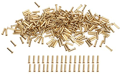 500 pezzi di rivetti cavi in ottone decorativi con foro passante, occhielli in rame con eccellente resistenza alla corrosione per borse in pelle, scarpe, jeans e lavori manuali fai (2,5x11x3,8 mm)