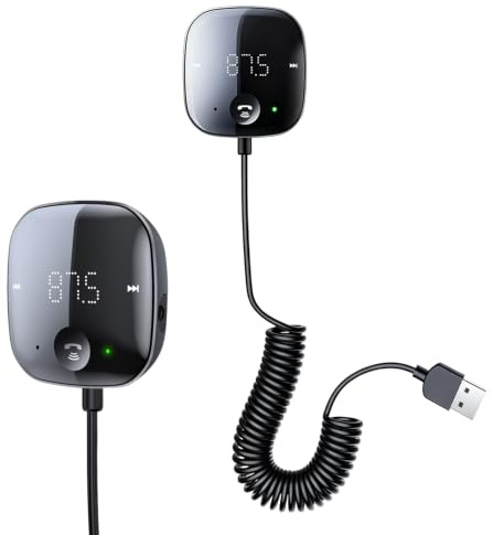 FM Sändare, bil, Bluetooth, HOVCEH Bluetooth 5.0-sändare, bil, överförare för aut-o Bluetoo-th, Blueto-oth Transmit-ter med handsfree, musikadapter, TF-kort för musikuppspelning