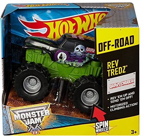 Mattel Hot Wheels chv36 Spielfahrzeug – Spielzeug-Fahrzeuge (Mehrfarbig, LKW, Monster Jam, 3 Jahr (E), 1: 43, REV Tredz Grave Digger)