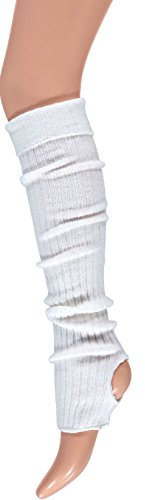 krautwear® Damen Mädchen Ballettstulpen mit Fersenloch Beinwärmer Ballett Stulpen Legwarmer Armstulpen ca. 55 cm 80er Jahre 1980er Jahre schwarz weiss Neon Pink Grün Gelb Orange (weiss)