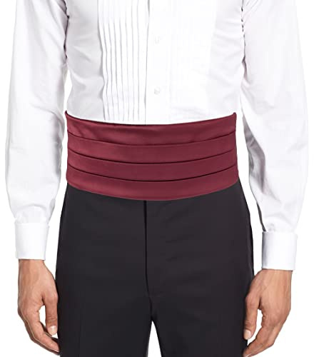 Remo Sartori Made in Italy Men's Burgundy Velvet Cummerbund Tuxedo Belt, Four Folded (Large: Adjustable from 36'' to 44'')