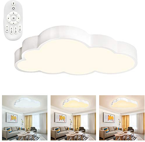 Froadp 48W Wolken Deckenleuchten für Kinder LED Ultradünne Dimmbar Leuchten mit Fernbedienung Jungen & Mädchen Cartoon Lampe 500×280×53mm Deckenlampe für Kindergarten Küche Schlafzimmer(Dimmbar)