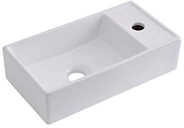 Milano Dalton Modern White Ceramic Countertop Wall Hung Bathroom Basin Sink - 400mm x 220mm