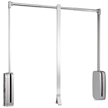 Emuca Barra, Perchero basculante, Colgador abatible para Armario, Anchura Regulable 830-1150mm, Acabado Cromado