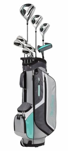 MacGregor Golf Ladies CG3000 Graphite Irons Graphite Woods Golf Club & Cart Bag Package Set, Ladies Right Hand, Navy/White
