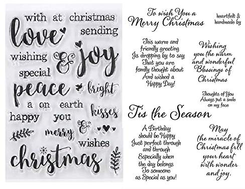 Welcome to Joyful Home 2pc/Set Peace Love Joy to Wish You Christmas Clear Stamp for Card Making Decoration and Scrapbooking 11x16cm