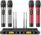 TONOR Système de Microphones sans Fil avec 4x5 Canaux Microfphones à Main sans Fil en Métal, 4 Antennes pour Une Portée de 90m UHF, Signal Stable pour Le Chant, la Fête, l'église, Le Karaoké, Rouge