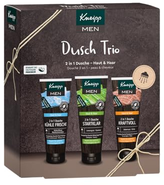 Kneipp Men Geschenkset Dusch Trio - ausgewählte 3 in 1 Duschen Bestseller: Sport, Startklar und Kraftvoll - ideales Geschenk für den gepflegten Mann – 3x75ml