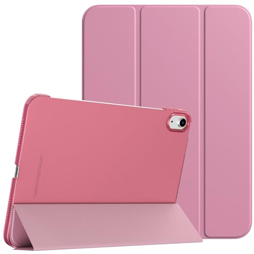 TiMOVO Funda para iPad (A16) 11ª Generación 2025 11 Pulgadas/iPad 10ª Generación 2022 10,9 Pulgadas, Delgada Carcasa Trasera Dura Translúcida con Soporte Trifold, Fondant Rosa