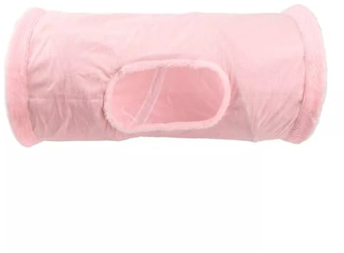 Tunnel pliable en daim durable avec balle de jeu – Tube de jeu d'intérieur pour chat, chiot, chaton, lapin (rose)