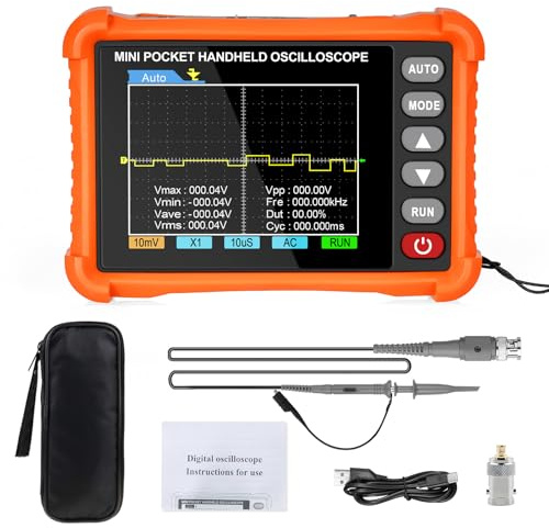 Handheld Oscilloscope 500kHz Bandwidth, 2.5 MS/s Sampling, Kethvoz Mini Oscilloscope Kit with 2.8 TFT Display USB Rechargable for Automotive/Teach KE-500K