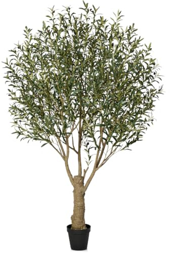 VeriNatural Artificial Olive Tree, 240cm Indoor Plant with 4077 Leaves | 182 red-black fruits, a nine-pole detachable design and adjustable branches create Mediterranean-inspired floor styling