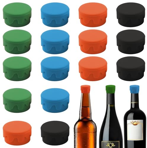 16 tappi per vino in silicone, tappi per bottiglie di vino, riutilizzabili, tappi per bottiglie di vino, tappi per bottiglie di vino, per mantenere il vino fresco (verde, blu, arancione, nero)