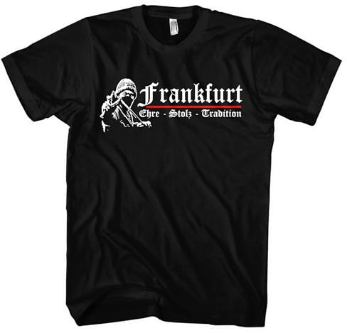 Frankfurt Ehre und Stolz Herren T-Shirt | Sport Shirt Fussball Ultra Skyline Hessen Trikot | M1 Schwarz (XL)