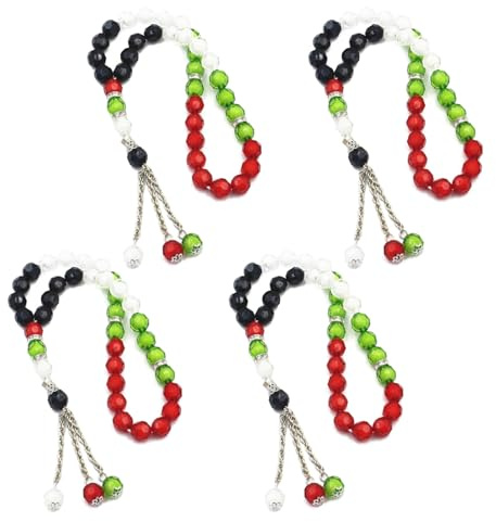ULIJTH 2/4pcs Catholic Prayer Beads Hand Acrylic Rosary Palestine Flag Colors Gifts Catholic Rosary