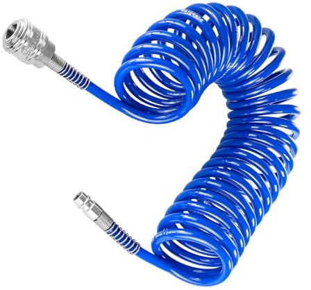 AMONENZ Manguera Compresor Aire, 5 m Manguera Compresor Espiral, Diámetro 6,5 × 10 mm Accesorios Compresor Aire, con Conector de 1/4 de Pulgada, para Suministro de Gas