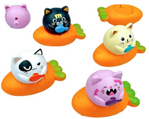 Reccisokz 6 PièCes PâQues Cadeau,Ensemble De Voitures à Remonter Avec Chatons Et Radis, Jouets à Remonter,Cadeaux D'Anniversaire Pour GarçOns Et Filles