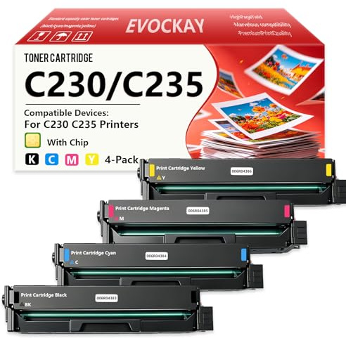 C230 C235 Toner Cartridge 4-Color Combo Pack - 006R04383 006R04384 006R04385 006R04386 Compatible Replacement for Xerox C235 C230 for C230 C230DNI C235 C235DNI Printers(with Chip)