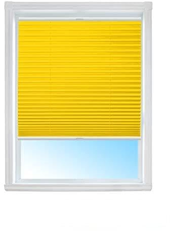Plissee NACH MAß mit Klemmfix Rollo Jalousie, Easyfix klemmträger ohne Bohren verspannt/Faltrollo für Fenster/Farbe & Größe wählbar (Gelb, Breite: 91-100 cm, Höhe: 70-90cm)