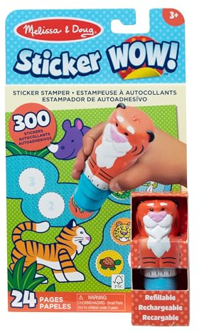 Melissa & Doug Sticker WOW! Timbratore di Adesivi e Blocco Attività di 24 Pagine con 300 Adesivi - Tigre, Gioco Educativo per Lavoretti Artistici, Bambini, 3+ Anni - Certificati FSC