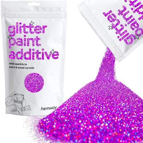 Purple Holographic Glitter Paint Additive 100g for Adding Sparkle to Paints & Varnish | Paint Walls Sparkly Add to Emulsion, Acrylic or Lacquer Indoor | Hemway