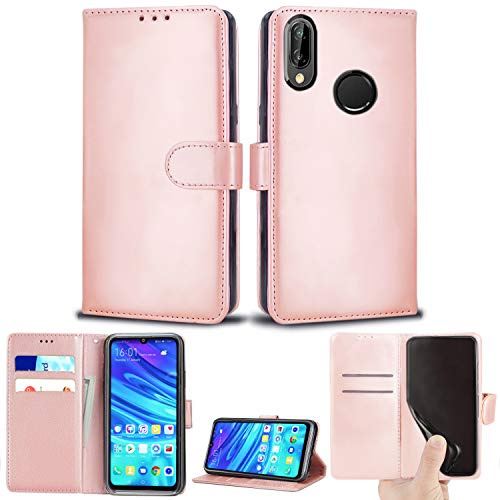 Huawei P Smart 2019 / Honor 10 Lite Hülle, Premium PU Leder Flip Wallet Handyhülle mit Magnetverschluss Ständer Kartenhalter für Huawei P Smart 2019 / Honor 10 Lite (Rose Gold Book)