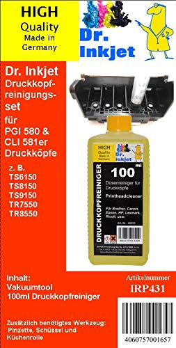Dr. Inkjet IRP431 Druckkopfreiniger - Kit, Düsenreiniger kompatibel für Canon Pixma Druckköpfe QY6 0089 mit passenden Reinigungsadaptern + 100 ml Düsenreiniger