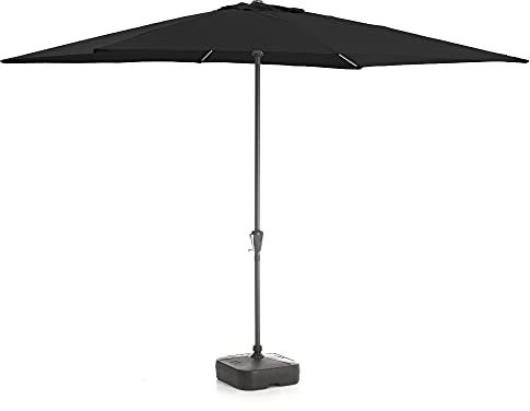 ACAZA Sonnenschirm rechteckig 200 x 300 cm, Schirm mit Kurbel für Balkon oder Terrasse, Marktschirm, Gartenschirm, Terrassenschirm, mit Windauslass, schwarz