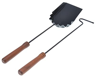 Aqbau® Kaminbesteck Set 2tlg. Mit Schürhaken und Schaufel Schwarz Kaminzubehör Modern | Kamin Besteck | Kaminwerkzeug